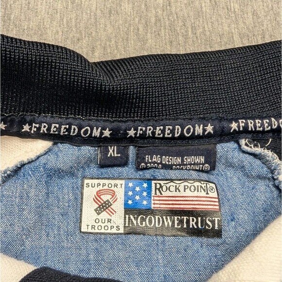 Rock Point Men's XL White Polo Shirt Patriotic Stars on Sleeve USA Freedom - Picture 9 of 13